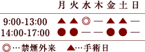 診療時間 9:00-13:00  14:00-17:00 