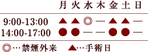 診療時間 9:00-13:00  14:00-17:00 